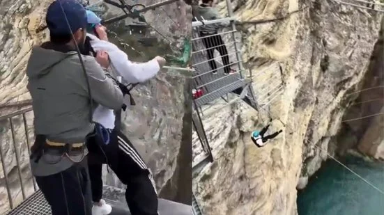 Turista é agredida com chute e forçada a saltar de cânion de 80 metros na Rússia