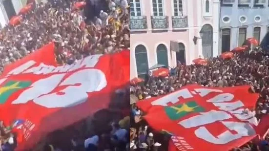 Show do Olodum no Pelourinho registra ato político e apoio a Lula